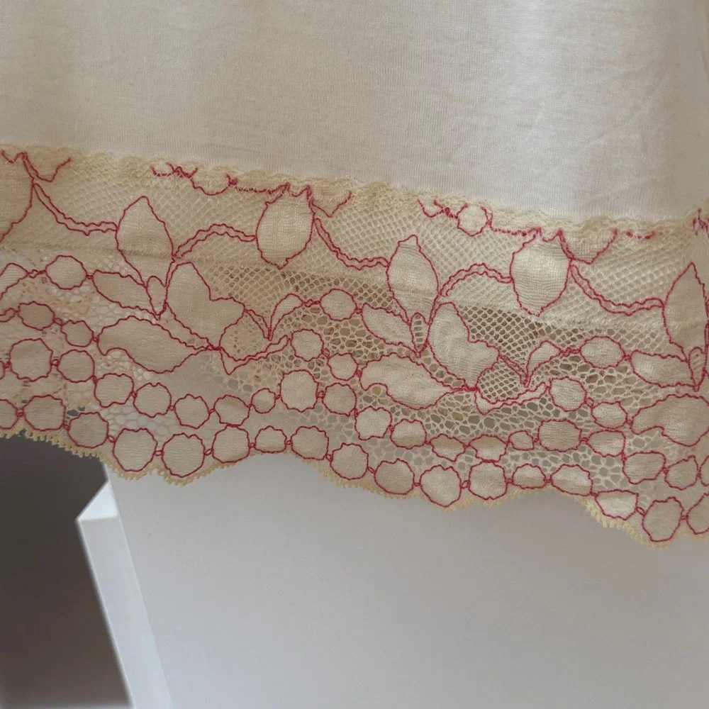 Eberjey Lace Trim Chemise - Cream and Pink - Picture 5 of 5